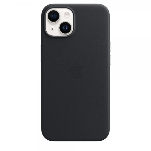 Original iPhone 14 Skal Leather Case MagSafe Midnatt