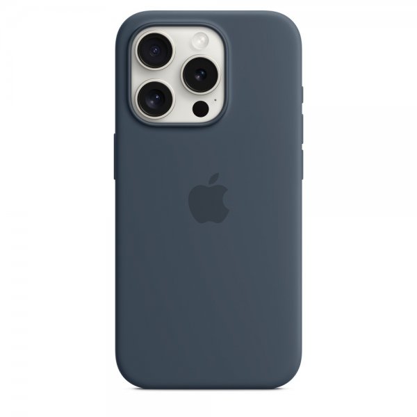 Original iPhone 15 Pro Skal Silikon MagSafe Stormblå