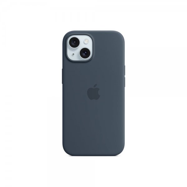 Original iPhone 15 Skal Silicone Case MagSafe Storm Blue