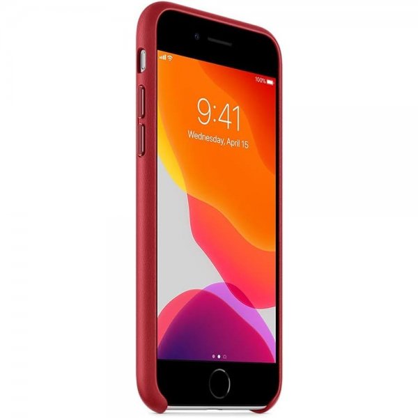 Original iPhone 7/8/SE Skal Leather Case Röd