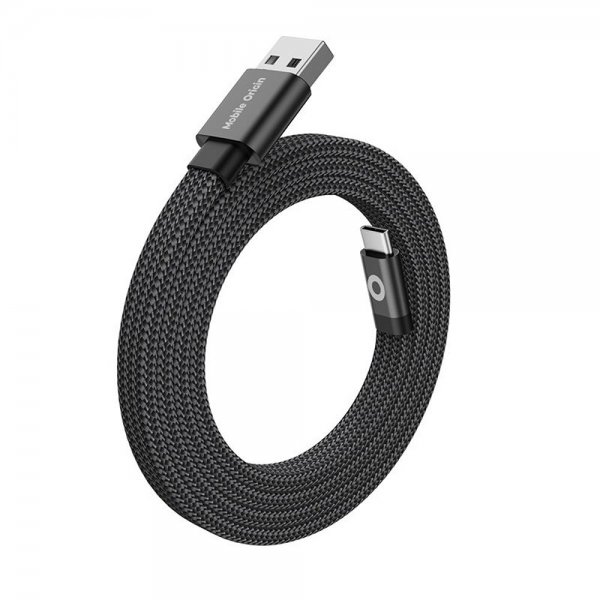 Platt Kabel Magnetisk USB-A till USB-C 1m Svart