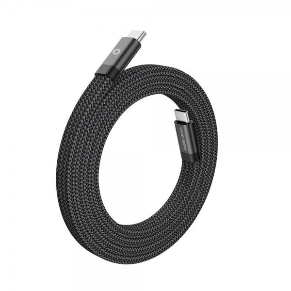 Platt Kabel Magnetisk USB-C till USB-C 1m Svart