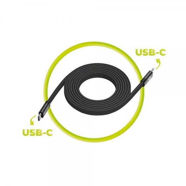 Platt Kabel Magnetisk USB-C till USB-C 1m Svart