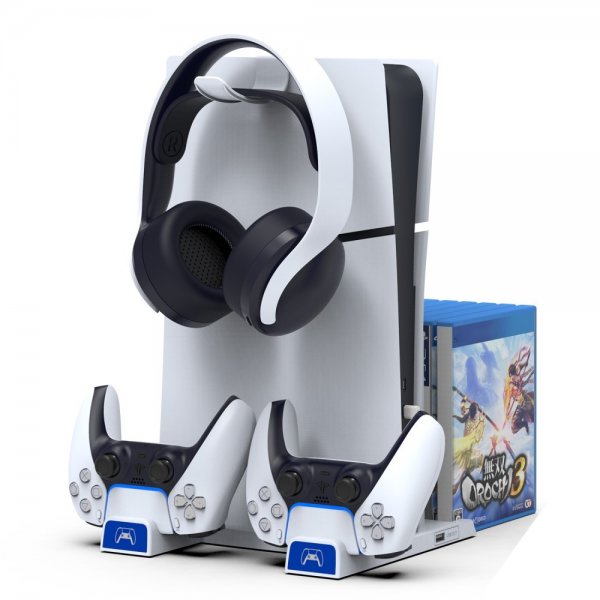PS5/PS5 Slim Dockningsstation Kylningsfläkt Kontrolladdning Spelförvaring