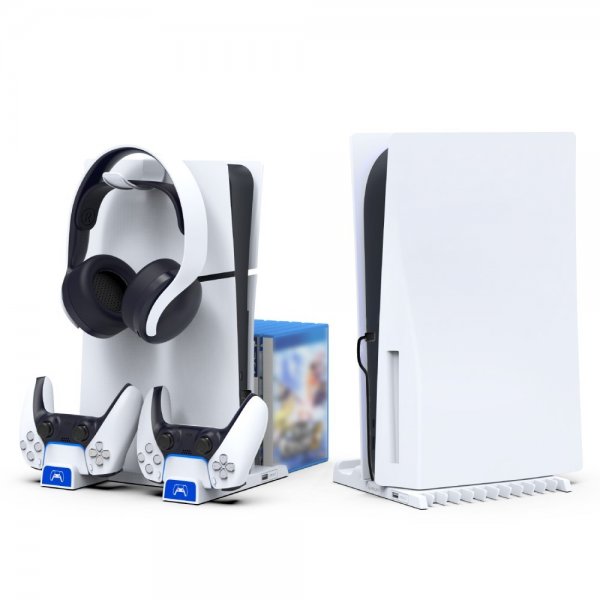 PS5/PS5 Slim Dockningsstation Kylningsfläkt Kontrolladdning Spelförvaring