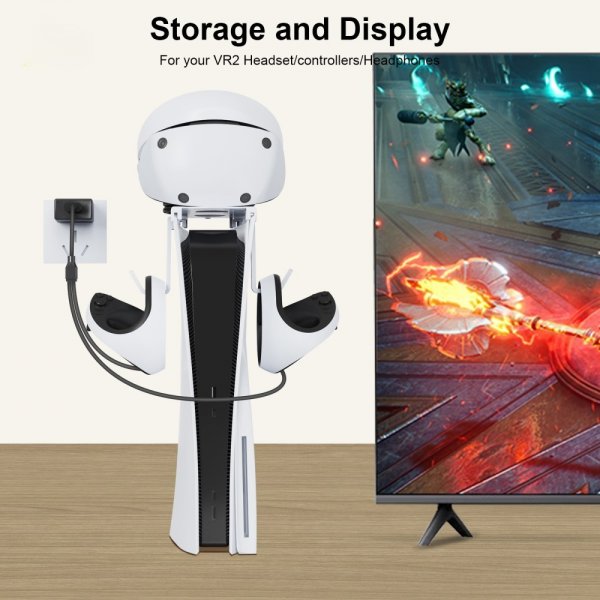 PS5/PS5 Slim Laddningsfäste för VR2/DualSense Kontroller