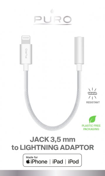 Adapter Lightning till 3.5mm Vit