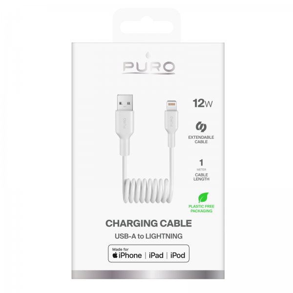 Kabel Spiral Lightning till USB-A 1m Vit