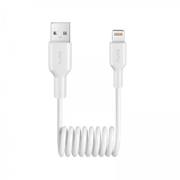 Kabel Spiral Lightning till USB-A 1m Vit