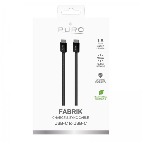 Kabel Fabrik 2.0 60W USB-C till USB-C 1.5m Svart