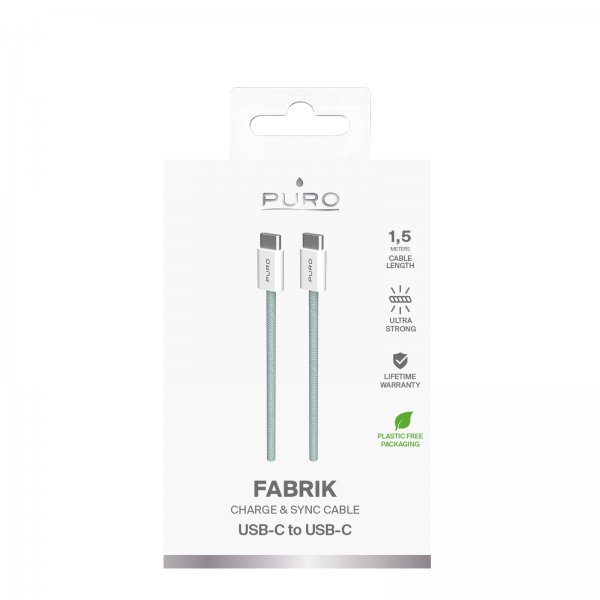 Kabel Fabrik 2.0 60W USB-C till USB-C 1.5m Island Mist
