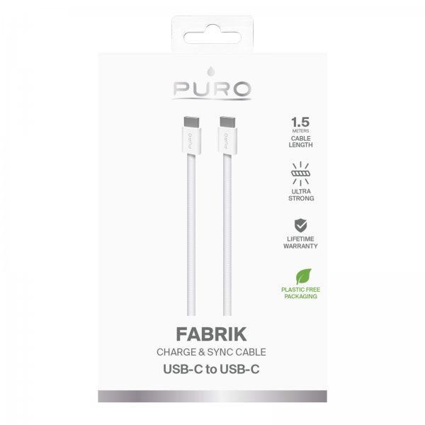 Kabel Fabrik 2.0 60W USB-C till USB-C 1.5m Vit