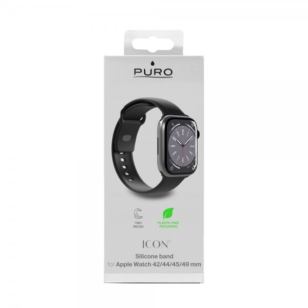 Apple Watch 44/45/46mm/Apple Watch Ultra Armband ICON Silicone Band Svart