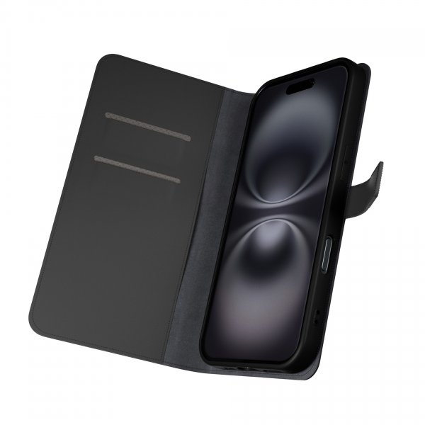 iPhone 16 Fodral Wallet Stand Svart