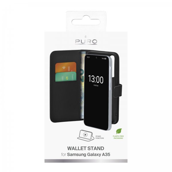 Samsung Galaxy A35 Fodral Wallet Stand Svart