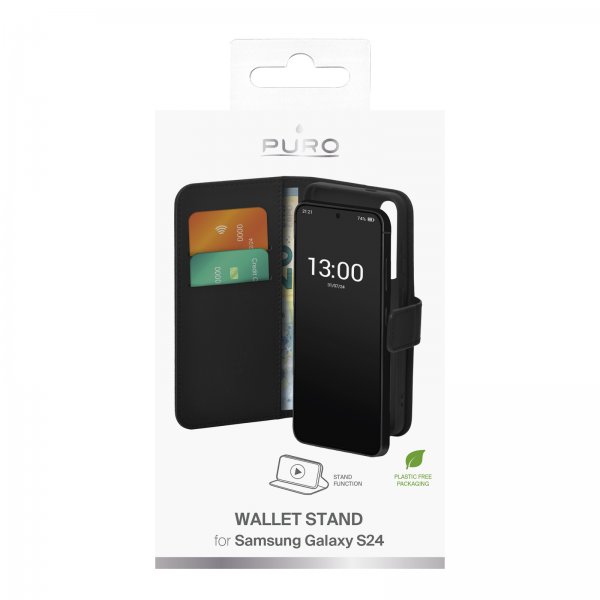 Samsung Galaxy S24 Fodral Wallet Stand Svart