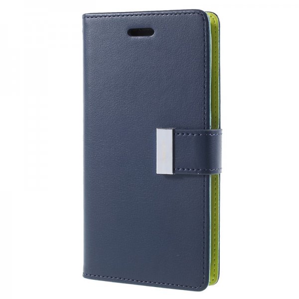 Rich Diary Series till iPhone X/Xs Plånboksfodral PU-läder TPU Mörkblå