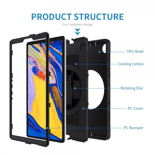 Lenovo Tab M10 Plus TB-X606F Skal Rainproof Rugged Case Hand Strap Kickstand
