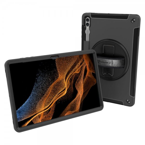 Samsung Galaxy Tab S9 Ultra Skal Rainproof Rugged Case Hand Strap Kickstand