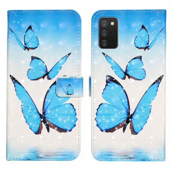 Samsung Galaxy A02s Fodral Motiv Blåa Fjärilar