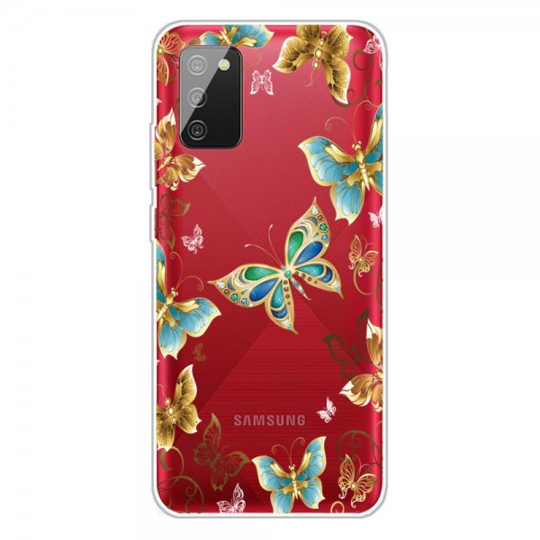 Samsung Galaxy A02s Skal Motiv Guld Fjärilar