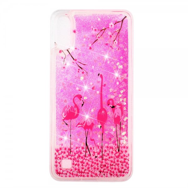 Samsung Galaxy A10 Skal Glitter Motiv Flamingo