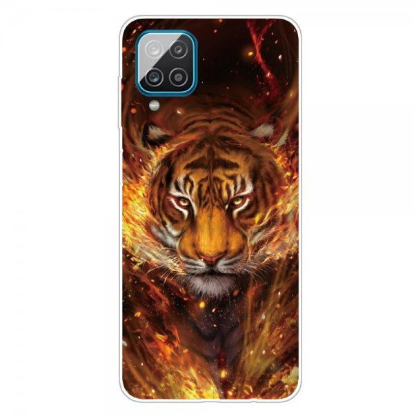 Samsung Galaxy A12 Skal Motiv Eld och Tiger