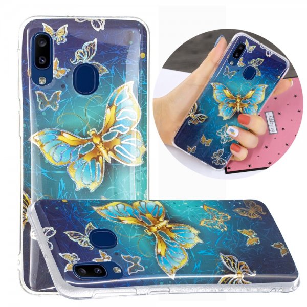 Samsung Galaxy A20e Skal Motiv Guldiga Fjärilar