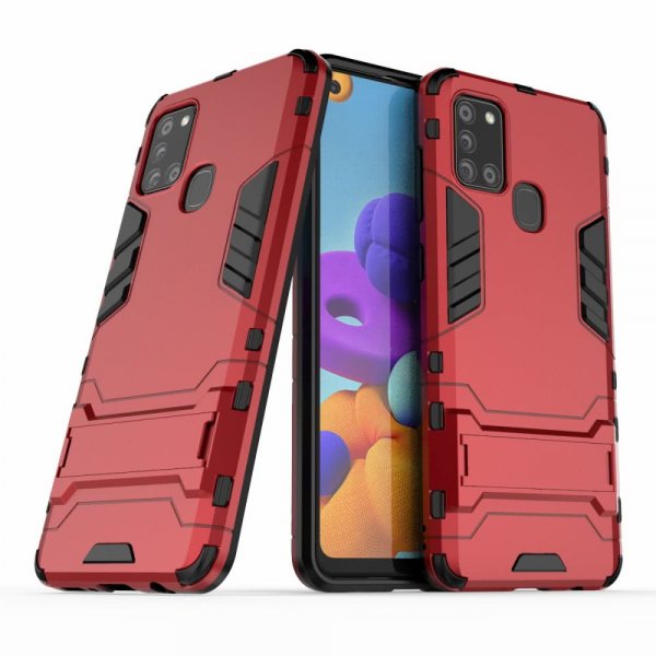 Samsung Galaxy A21s Skal Armor Stativfunktion Röd
