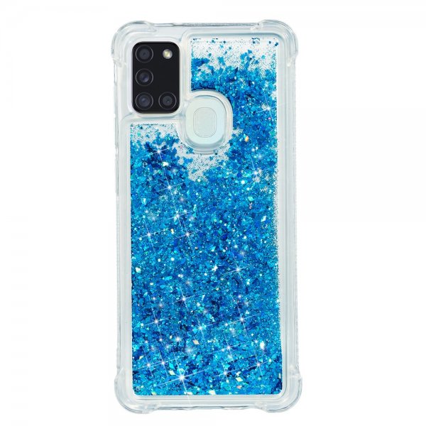 Samsung Galaxy A21s Skal Flytande Glitter Blå