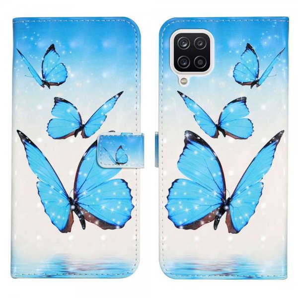 Samsung Galaxy A22 4G Fodral Motiv Blåa Fjärilar