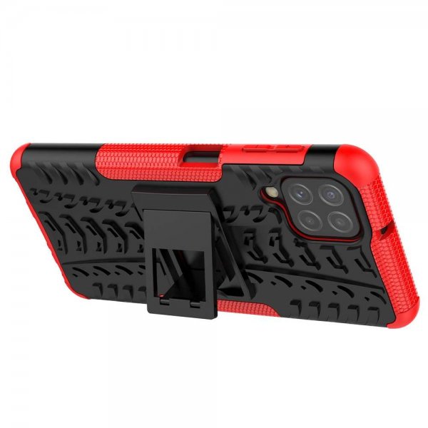 Samsung Galaxy A22 4G Skal Däckmönster Stativfunktion Röd