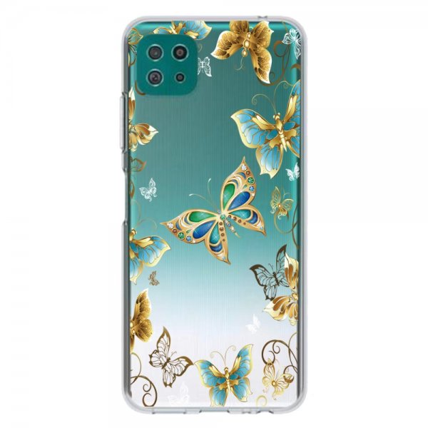 Samsung Galaxy A22 5G Skal Motiv Guldiga Fjärilar