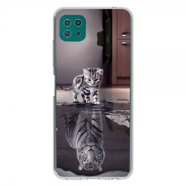 Samsung Galaxy A22 5G Skal Motiv Katt och Tiger