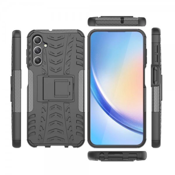 Samsung Galaxy A24 Skal Däckmönster Stativfunktion Svart