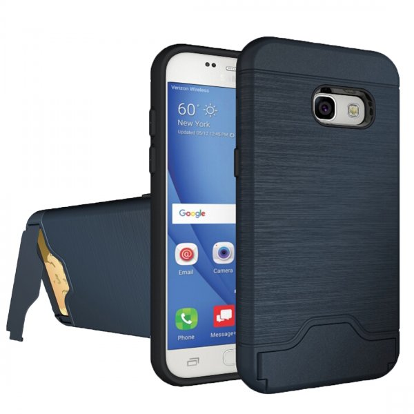 Samsung Galaxy A3 2017 Mobilskal Hårdplast TPU Kombination med Kortfack Mörkblå