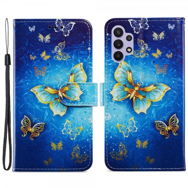 Samsung Galaxy A32 5G Fodral Motiv Guldiga Fjärilar