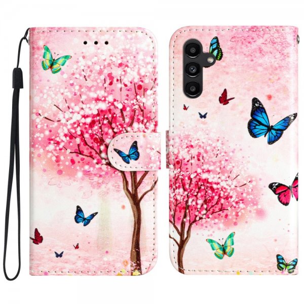 Samsung Galaxy A34 5G Fodral Motiv Körsbärsträd och Fjärilar