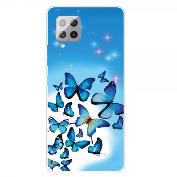 Samsung Galaxy A42 5G Skal Motiv Blåa Fjärilar