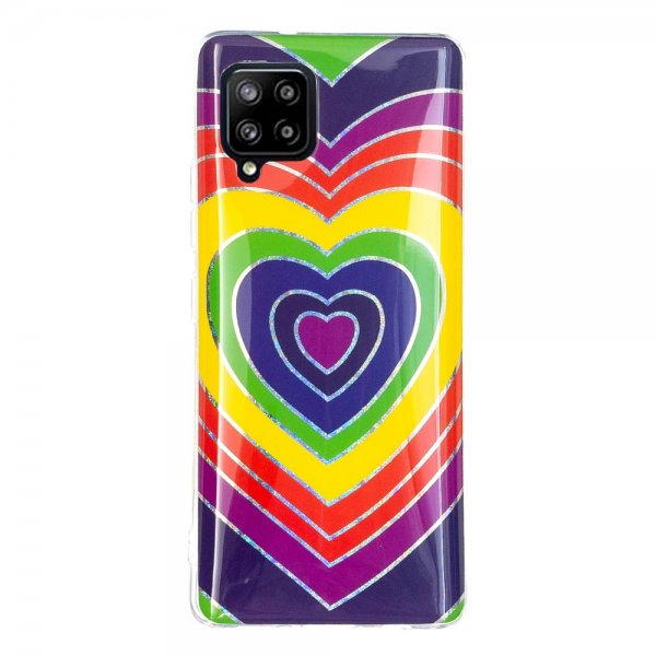 Samsung Galaxy A42 5G Skal Motiv Färgglatt Hjärtmönster