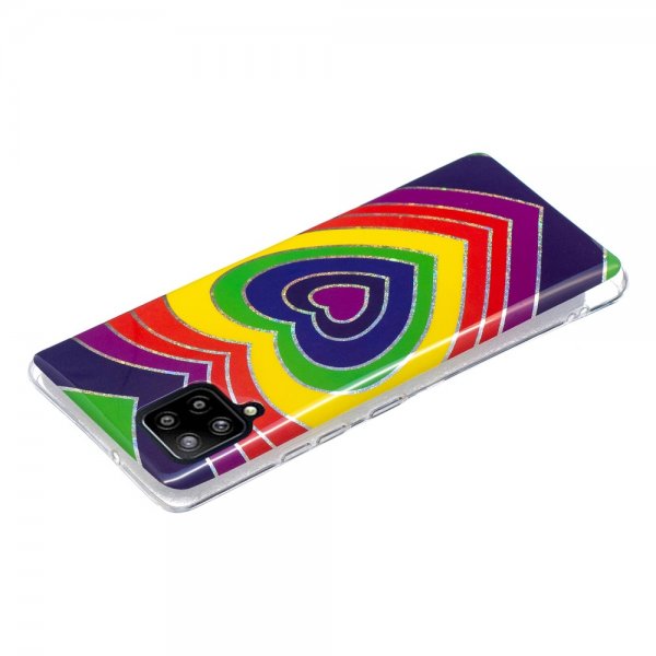 Samsung Galaxy A42 5G Skal Motiv Färgglatt Hjärtmönster