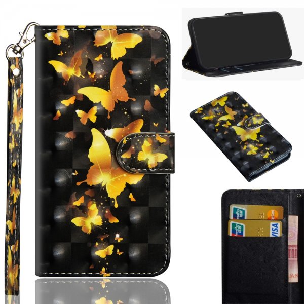 Samsung Galaxy A42 5G Fodral Motiv Guldiga Fjärilar