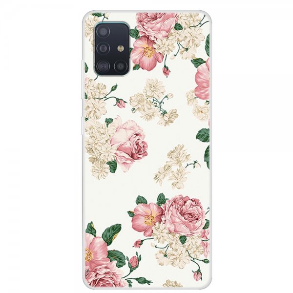 Samsung Galaxy A51 Skal Motiv Blommor på Vitt