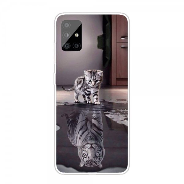 Samsung Galaxy A51 Skal Motiv Katt och Tiger