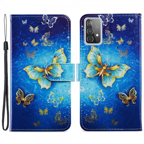 Samsung Galaxy A52/A52s 5G Fodral Motiv Guldiga Fjärilar