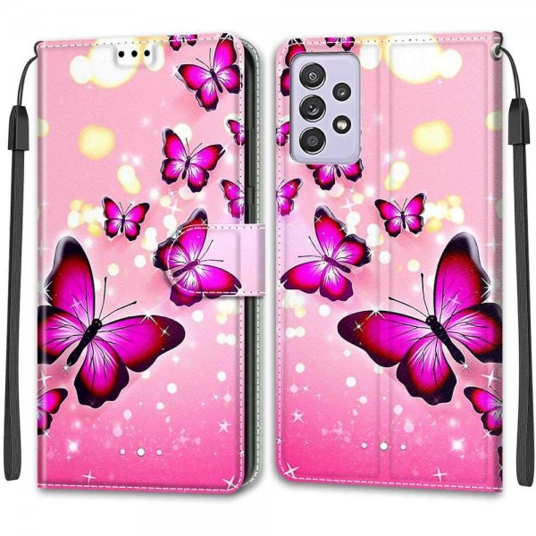 Samsung Galaxy A52/A52s 5G Fodral Motiv Rosa Fjärilar