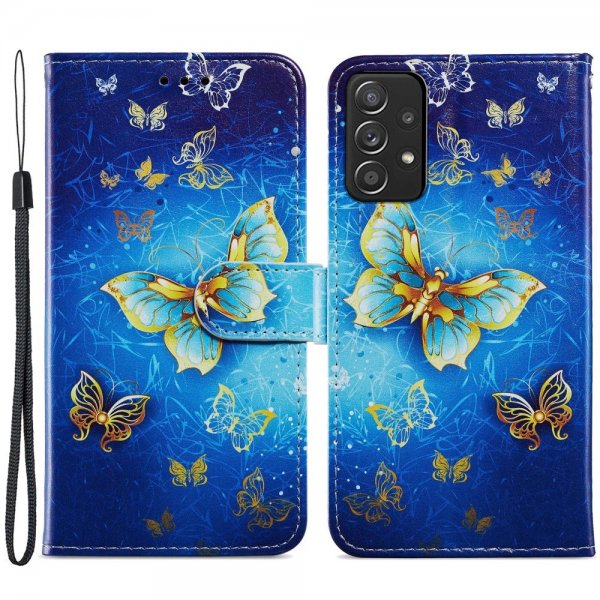 Samsung Galaxy A53 5G Fodral Motiv Blå Fjärilar