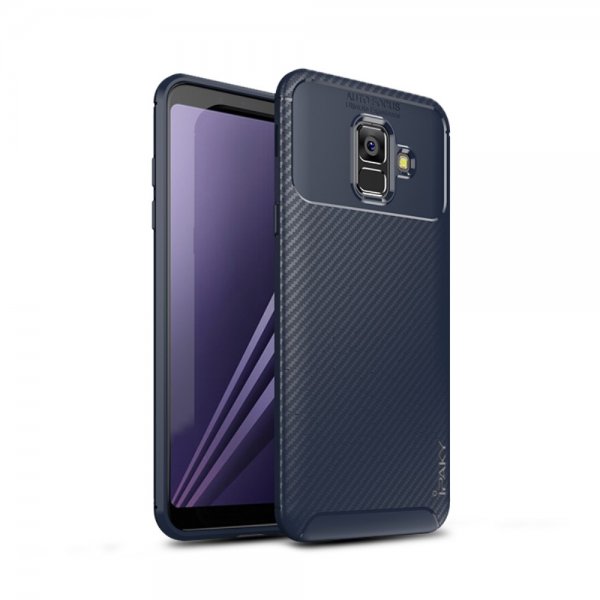 Samsung Galaxy A6 2018 Mobilskal TPU Kolfibertextur Blå