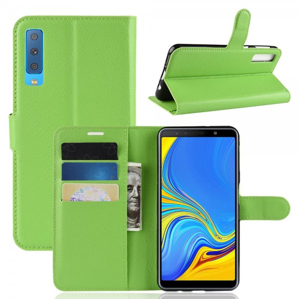 Samsung Galaxy A7 2018 Plånboksfodral Litchi Grön