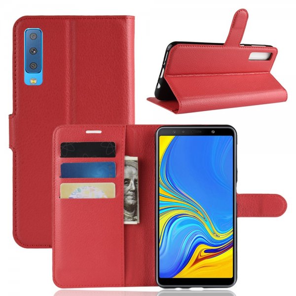 Samsung Galaxy A7 2018 Plånboksfodral Litchi Röd